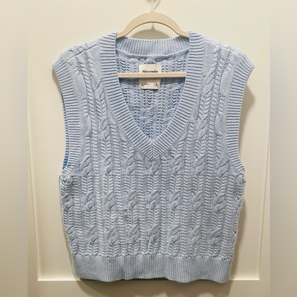 Abercrombie & Fitch Sweaters - Light Blue Medium Abercrombie & Fitch Cable Vest